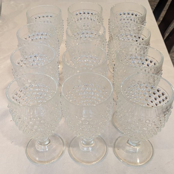 L.E. Smith | Dining | Le Smith Glass Hobnail Goblet Set Of 2  L.E. Smith Glass - Hobnail Goblet set of 12 hand made glasses Clear Glass
